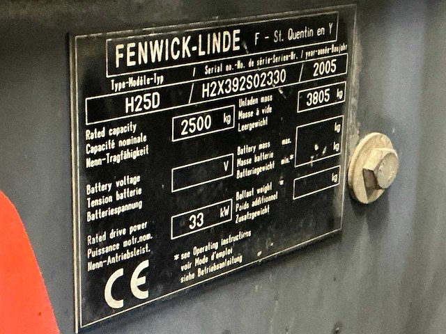 Linde h25d vorkheftruck - afbeelding 9 van  17