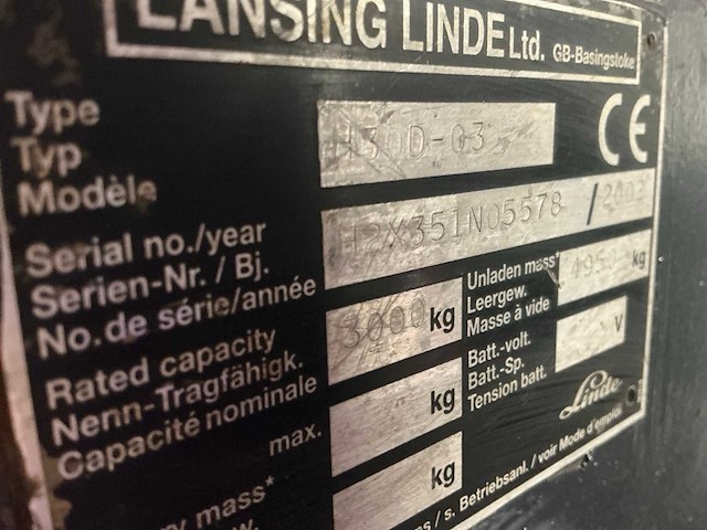 Linde h30d -03 vorkheftruck - afbeelding 2 van  5