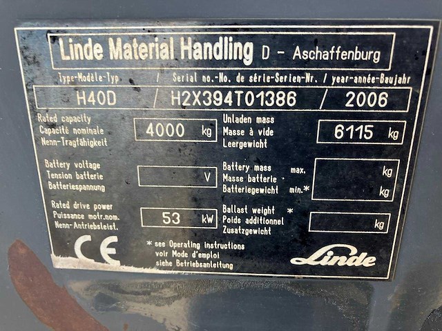 Linde h40d vorkheftruck 2006 - afbeelding 19 van  56