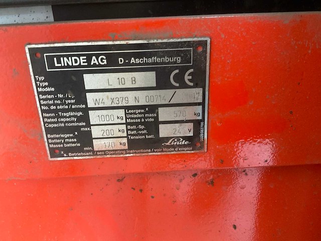 Linde l10b stapelaar hoogte 3 meter - afbeelding 1 van  1