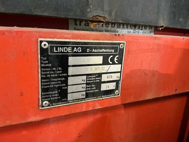 Linde l12 elecktrische hoogstapelaar - afbeelding 2 van  15