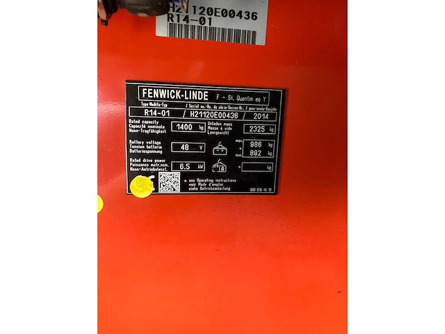 Linde r14-01 reach vorkheftruck 2014 - afbeelding 31 van  37