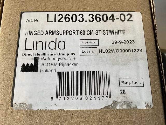 Linido 60cm li2603.3604-02 mindervalide toilet wandbeugel (3x) - afbeelding 2 van  2
