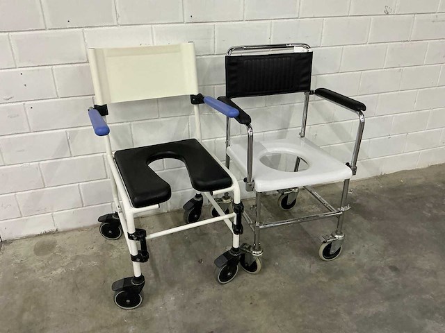 Linido handicare - verrijdbare douchestoel toiletstoel (2x) - afbeelding 2 van  4
