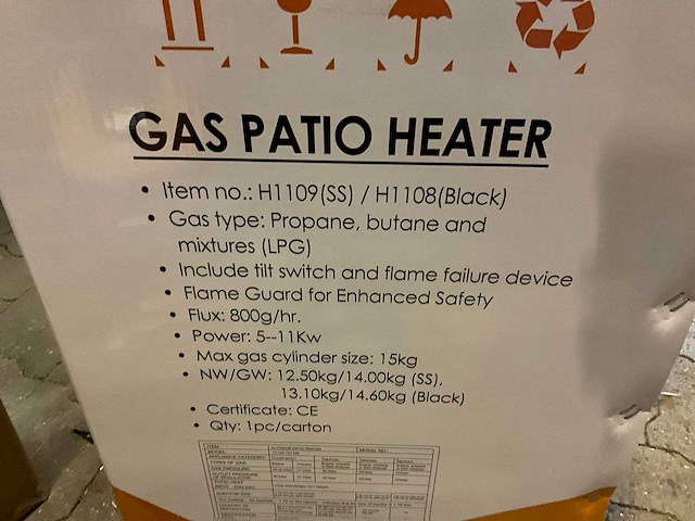 Linka h1108 black patio propaan heater - afbeelding 4 van  5