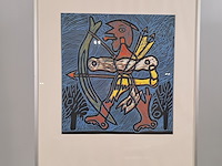 Linoleumsnede, e.m. tollohreg, indiaan - afbeelding 1 van  5