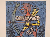 Linoleumsnede, e.m. tollohreg, indiaan - afbeelding 3 van  5