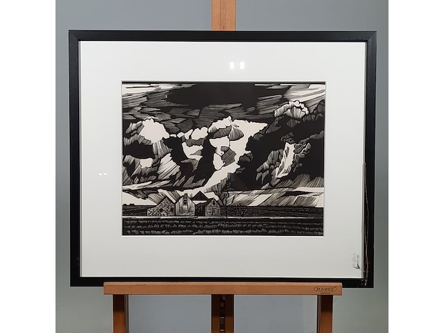 Linosnede d.a. kats, 1982 - afbeelding 1 van  6