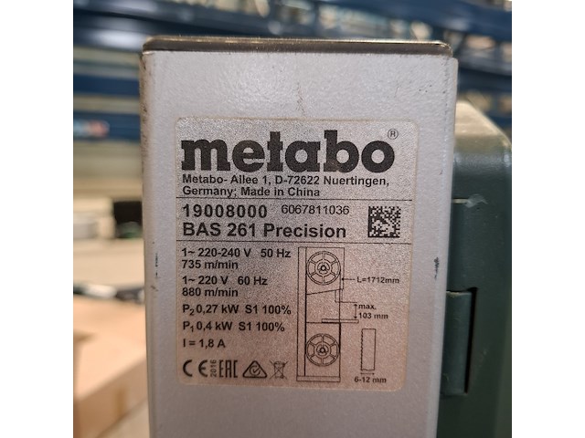 Lintzaag metabo, bas 261, bouwjaar 2016 - afbeelding 8 van  8