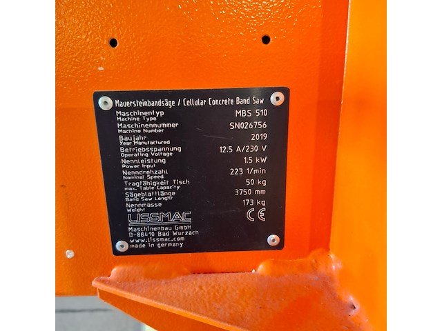 Lintzaagmachine l=700mm/h=430mm 230v, lissmac, mbs 510, 2019 - afbeelding 5 van  13
