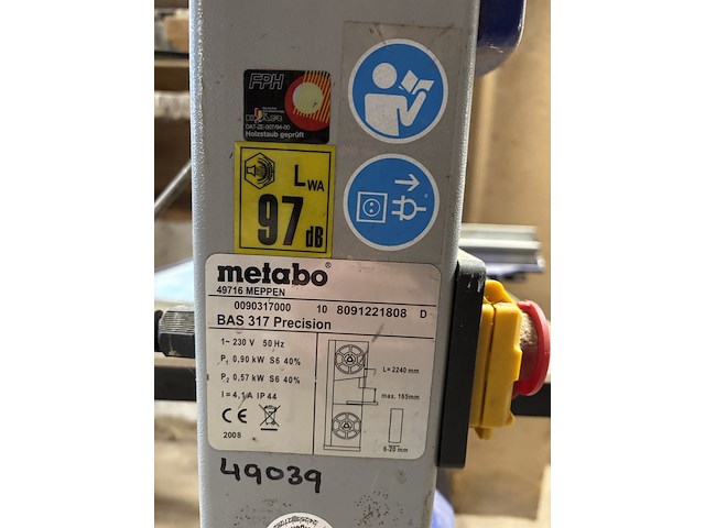 Lintzaagmachine metabo, bas 317 precision, bouwjaar 2008 - afbeelding 2 van  6