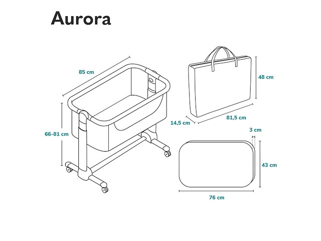 Lionelo aurora 3in1 cosleeper tot 9 kg meegroeibed met 4 wielen - afbeelding 3 van  4