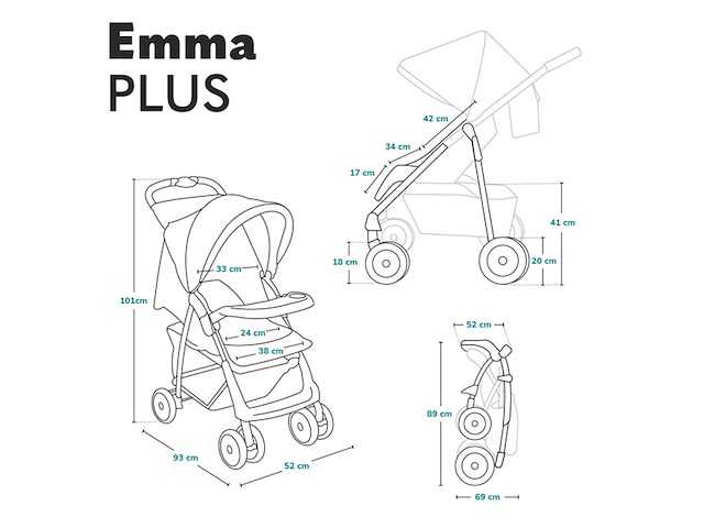 Lionelo emma buggy lichtgewicht grijs - afbeelding 2 van  4