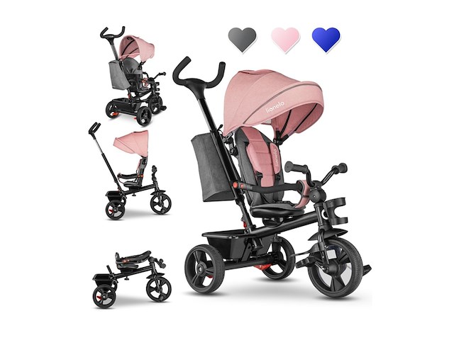 Lionelo haari driewieler drankhouder 2in1 draaibare zitting pink - afbeelding 2 van  5