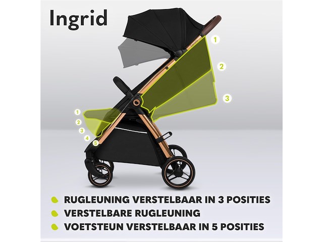 Lionelo ingrid kinderwagen tot 22 kg van 6 maanden tot 4 jaar zwart - afbeelding 2 van  5