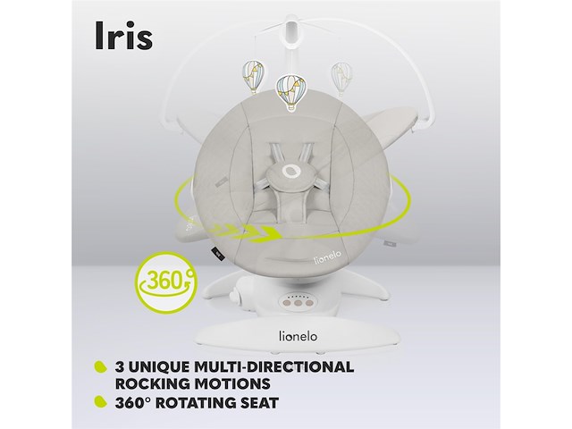 Lionelo iris premium babyschommel 360° draaibaar 0 tot 9kg - afbeelding 4 van  5