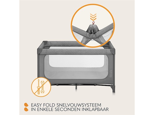Lionelo jasmin easy fold 2in1 opvouwbaar baby bed grijs - afbeelding 1 van  6
