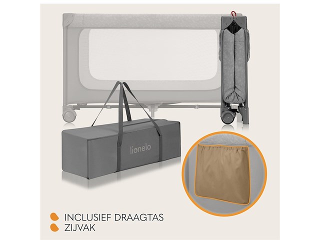 Lionelo jasmin easy fold 2in1 opvouwbaar baby bed grijs - afbeelding 4 van  6