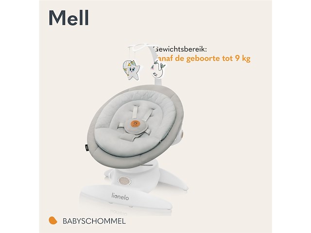 Lionelo mell schommelstoel voor baby 360 verstelbaar met 5 snelheden - afbeelding 2 van  6