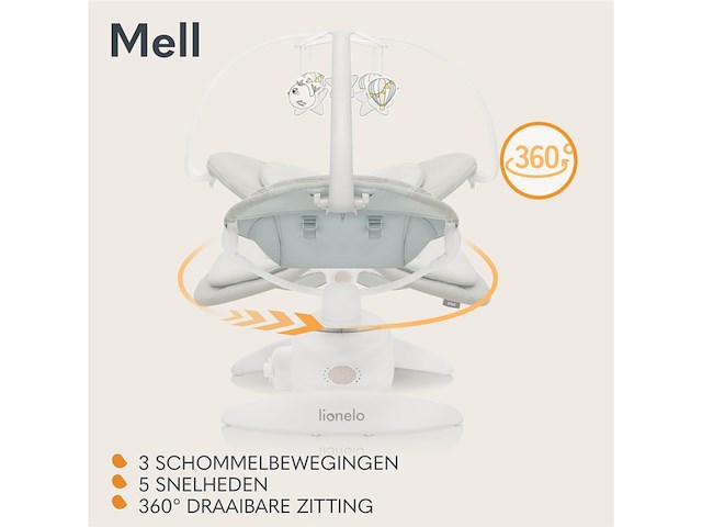Lionelo mell schommelstoel voor baby 360 verstelbaar met 5 snelheden - afbeelding 3 van  6