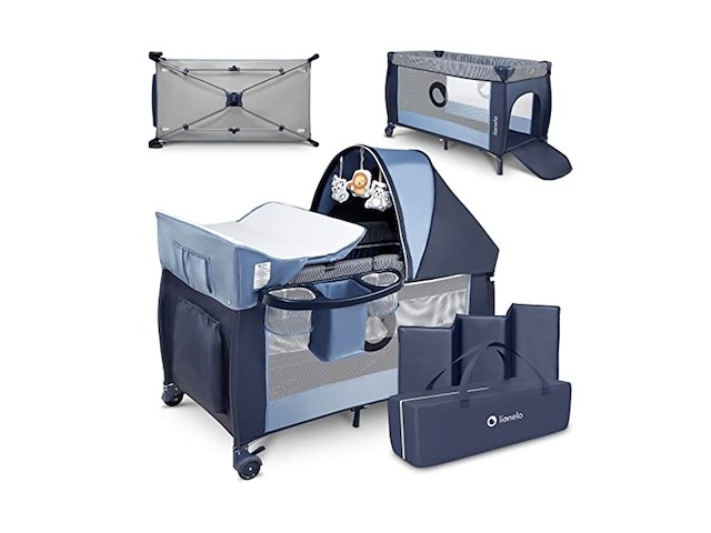 Lionelo sven plus 2 in 1 meegroeibed & campingbedje blue navy - afbeelding 2 van  3