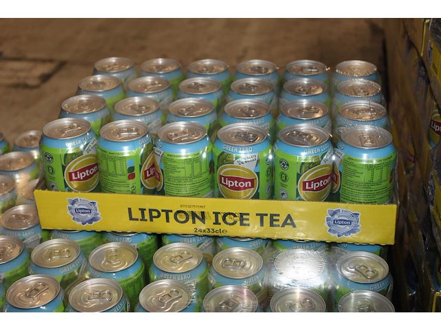 Lipton ice-tea green zero. 21 trays a 24 blikken 0,33l. totaal 504 blikken. tht 6-2026. bod is inclusief 75... - afbeelding 2 van  2