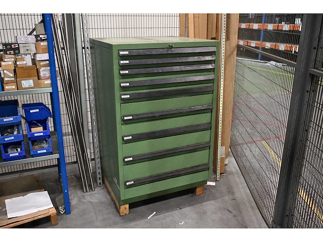 Lista 9-delige ladenkast met o.a. skf lagers, rvs bevestigingsmaterialen en festo materialen - afbeelding 1 van  10