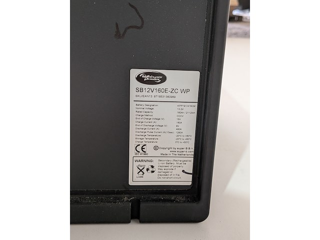 Lithium accu whisper power, sb12v160e-zc wp - afbeelding 8 van  9