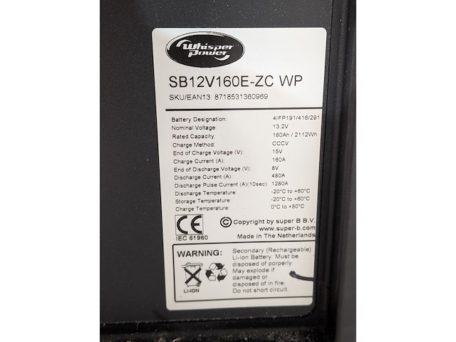 Lithium accu whisper power, sb12v160e-zc wp - afbeelding 9 van  9