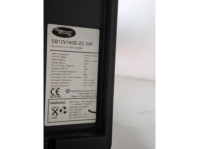 Lithium accu whisper power, sb12v160e-zc wp - afbeelding 2 van  10