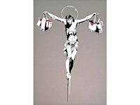 Litho banksy ‘christ with shopping bags’ - afbeelding 1 van  4