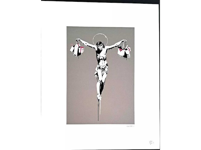Litho banksy ‘christ with shopping bags’ - afbeelding 2 van  4