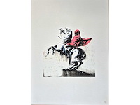 Litho banksy ‘red horse man’ - afbeelding 1 van  3