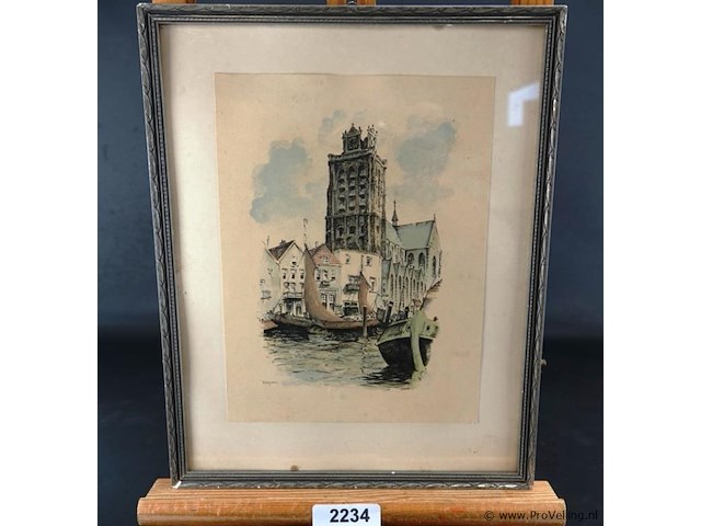 Litho grote kerk (of onze-lieve-vrouwekerk) in dordrecht - afbeelding 1 van  5