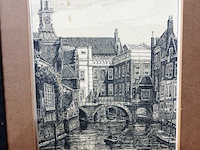 Litho van de binnenstad van dordrecht - afbeelding 2 van  5
