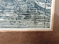 Litho van de binnenstad van dordrecht - afbeelding 3 van  5