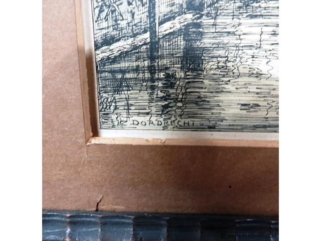 Litho van de binnenstad van dordrecht - afbeelding 4 van  5