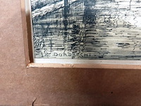 Litho van de binnenstad van dordrecht - afbeelding 4 van  5
