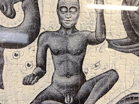 Litho "vlakvulling ii" van m.c. escher, gemaakt in juli 1957. als puzzel en ingelijst - afbeelding 3 van  5