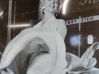 Lithografie bord met marilyn monroe in haar opwaaiende witte jurk, gemaakt door de bekende fotograaf bernard of hollywood - afbeelding 3 van  5