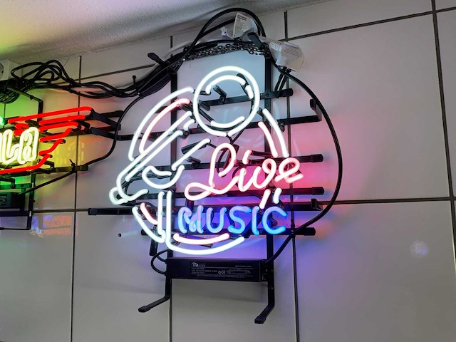 Live music glas neon decoratie - afbeelding 1 van  1