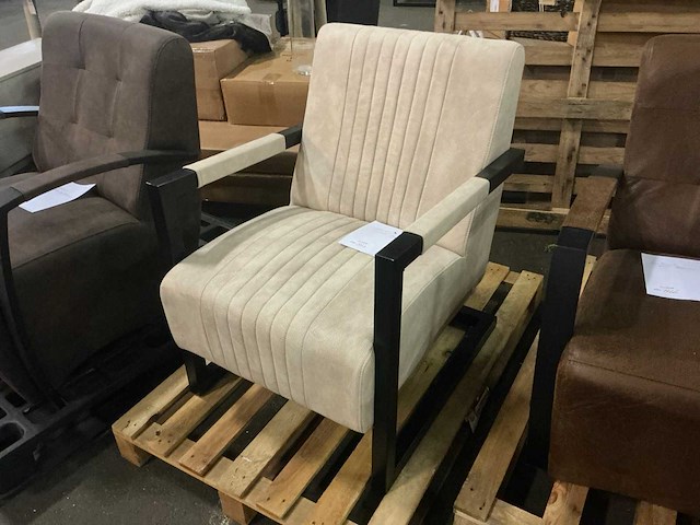 Livia beige stripe fauteuil - afbeelding 2 van  8