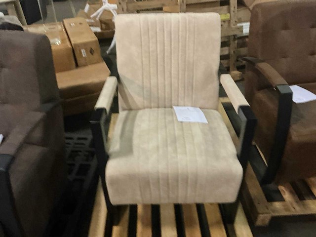 Livia beige stripe fauteuil - afbeelding 3 van  8