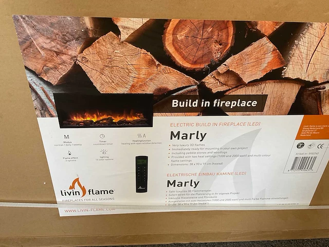 Livin' flame marly elektrische inbouwhaard – 2000w – zwart - afbeelding 2 van  3