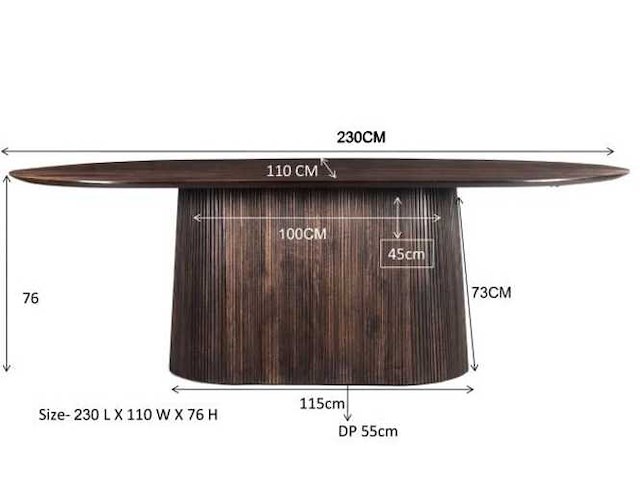 Livingfurn salvator ovale eetkamertafel - 230cm - afbeelding 3 van  11