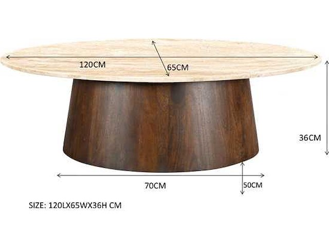 Livingfurn valentino oval 120cm travertin salontafel - afbeelding 3 van  5