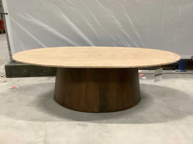 Livingfurn valentino oval 120cm travertin salontafel - afbeelding 4 van  5
