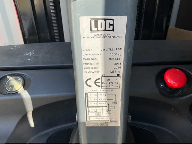 Loc (manitou) j16litll45 sp elektrische pallettrucks - afbeelding 4 van  5