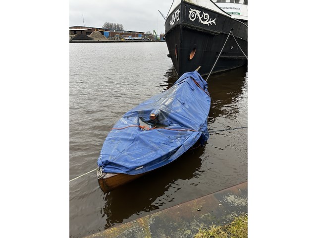 (locatie groningen) houten zeilboot, gmc, incl. buitenboordmotor - afbeelding 1 van  6