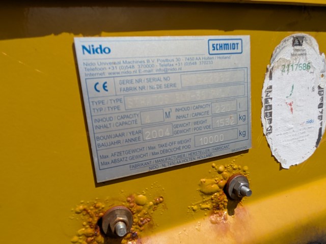 (locatie veen) haakarm opzetstrooier 4 m³ - 2200l, nido - schmidt, stratos b40-36 paln, 2004 - afbeelding 19 van  45